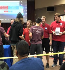 Handing out Awards at VEX Competition as a Judge